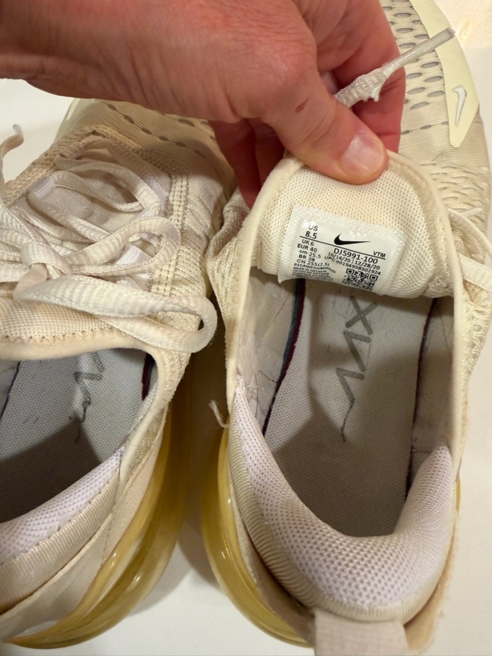 Nike Air Max 270 Women's Sneakers - Summit White & Pale Yellow - Picture 8 of 8
